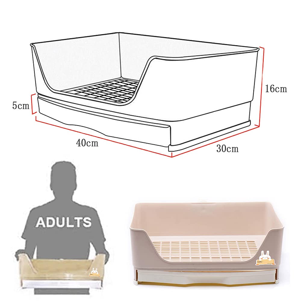 Gifty Large Rabbit Toilet, Square, 40*30cm, Suitable for Rabbits, Ferrets, Chinchillas, Degus, Guinea Pigs, and Other Small Animals, with Drawer