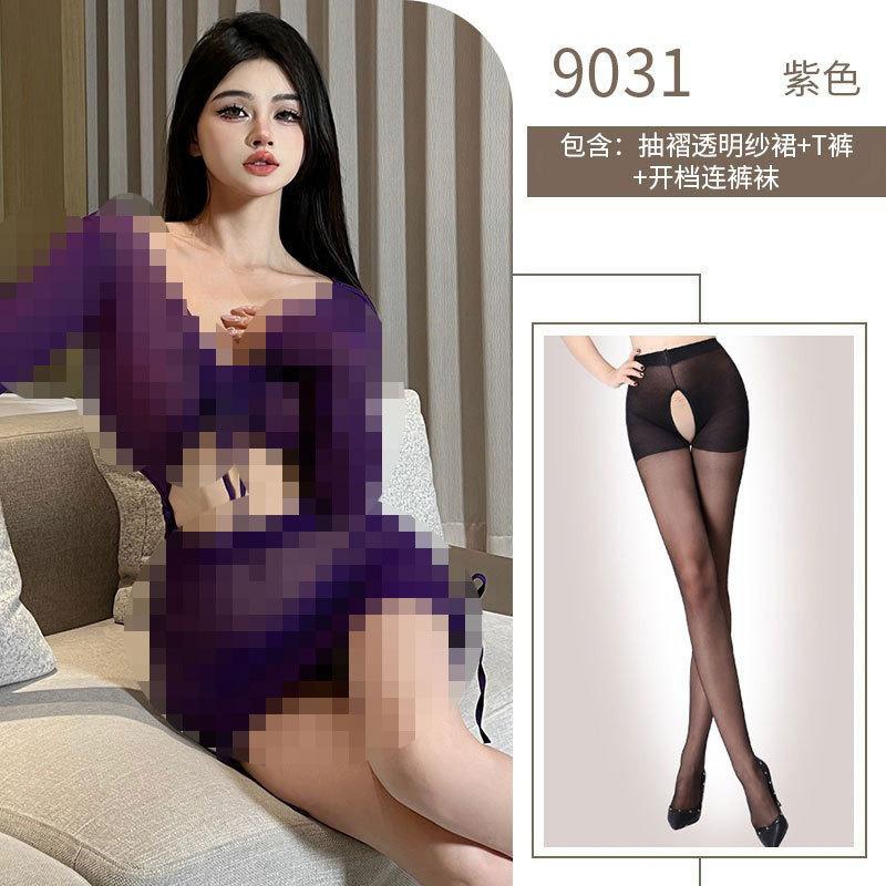 Sexy hollow mesh lace-up lingerie seduces spice girls perspective hip wrap slim nightclub uniform suit