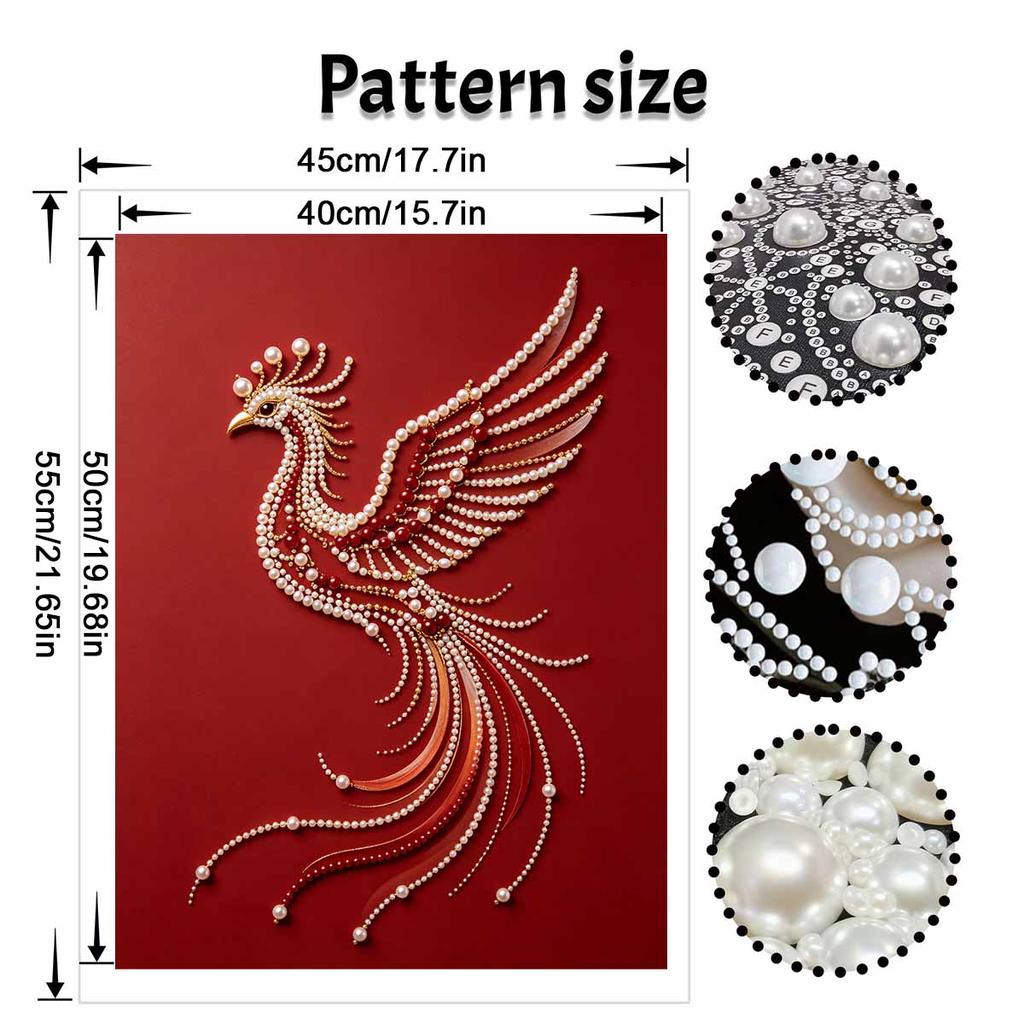 5D DIY Pearl Diamond Painting Kit Majestic Phoenix Full Drill Embroidery Mosaic Art Home Wall Decor Gift