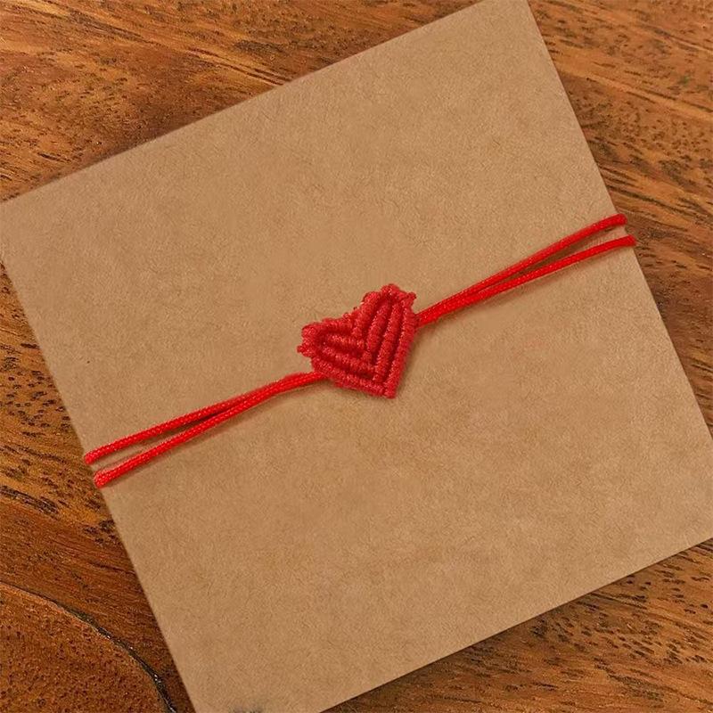 2Pcs Valentine'S Day Heart Shaped Bracelet For Women Men Handwoven Couple Best Friend Red Rope Romantic Love Bracelet Gifts