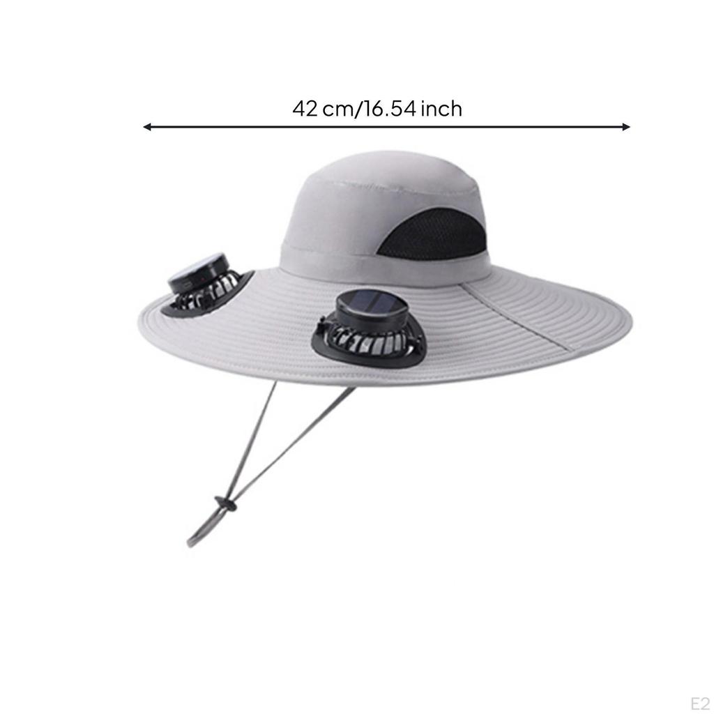 Sun Hat with Fan Breathable Solar Adjustable for Gardeners, Anglers, Gardening, Fishing,