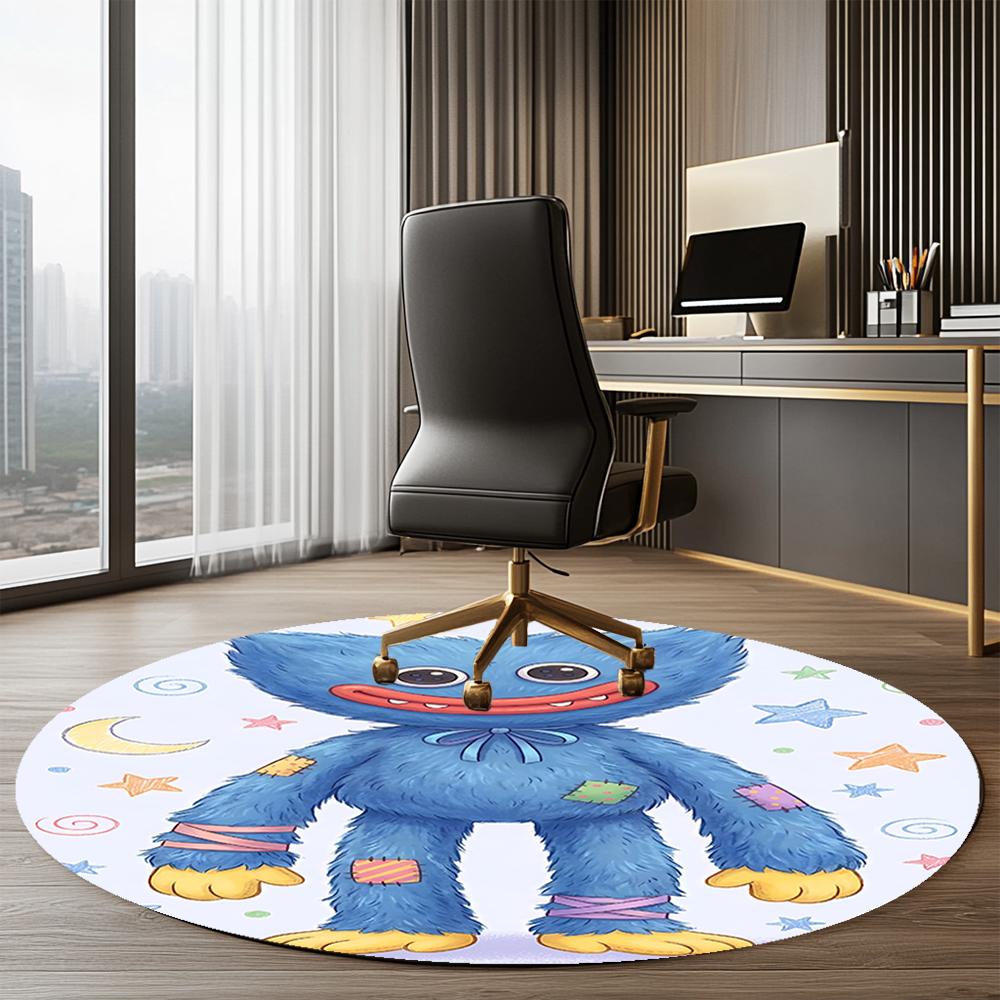 Huggy Wuggy Printed Round Rug Carpet Chair Rug Area Rug Entryway Doormats,for Office Chair Living Room Bedroom Kitchen Room.