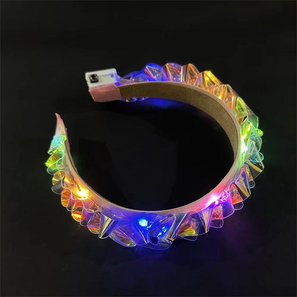 LED Luminous Laser Headband Flashing Glowing Crown Gift Light Up Hair Hoop Rave