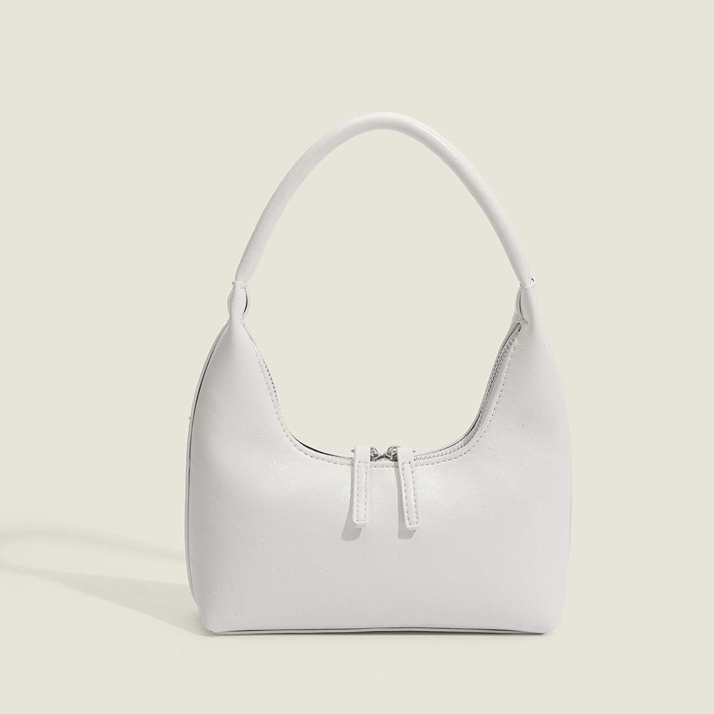 Silver Crescent Mini Lacquer Handbag - Trendy Niche Design