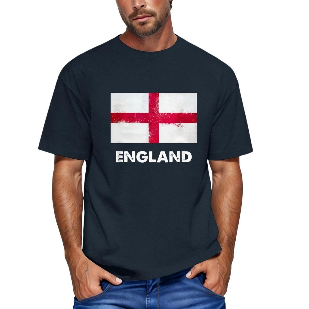 Men's Casual Short Sleeve T Shirt Crew Neck Printed Graphic Tee Top England Flag Design Fashionable Fit