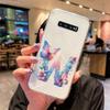 For Samsung Galaxy S10 Plus S10+ S10e Silicone Cover Transparent Clear Samsung s10 Cute Blue Butterfly Flower Letters Phone Case