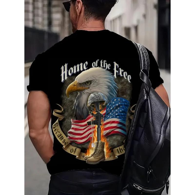 Summer Fashion Animal Eagle Printed T-shirt Loose Comfortable Casual Men's T-shirt Large Soft Breathable Short Sleeve T-shirt