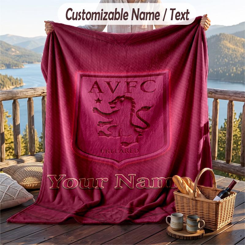 Flaneldecke Aston Villa Aufdruck Benutzerdefinierter Name Text Weiche Decke für Sofa Bett