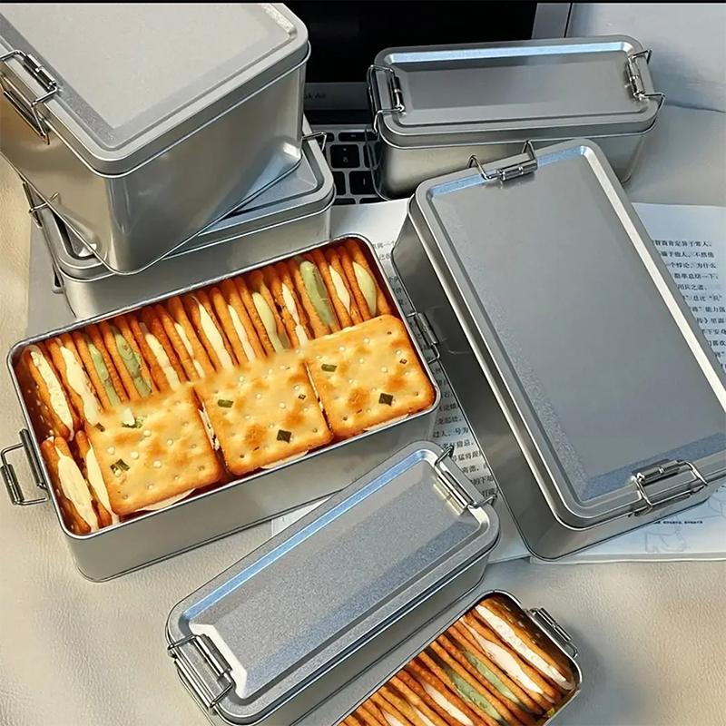 Rechteckige Keksdosen aus Weißblech mit Deckel, staubdicht, für Zuhause, Küche, Schreibtisch, Aufbewahrungsdose für Süßigkeiten, Kaffee, Tee, Schmuck, Schokolade