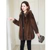 Hooded mid-length imitation mink fleece coat