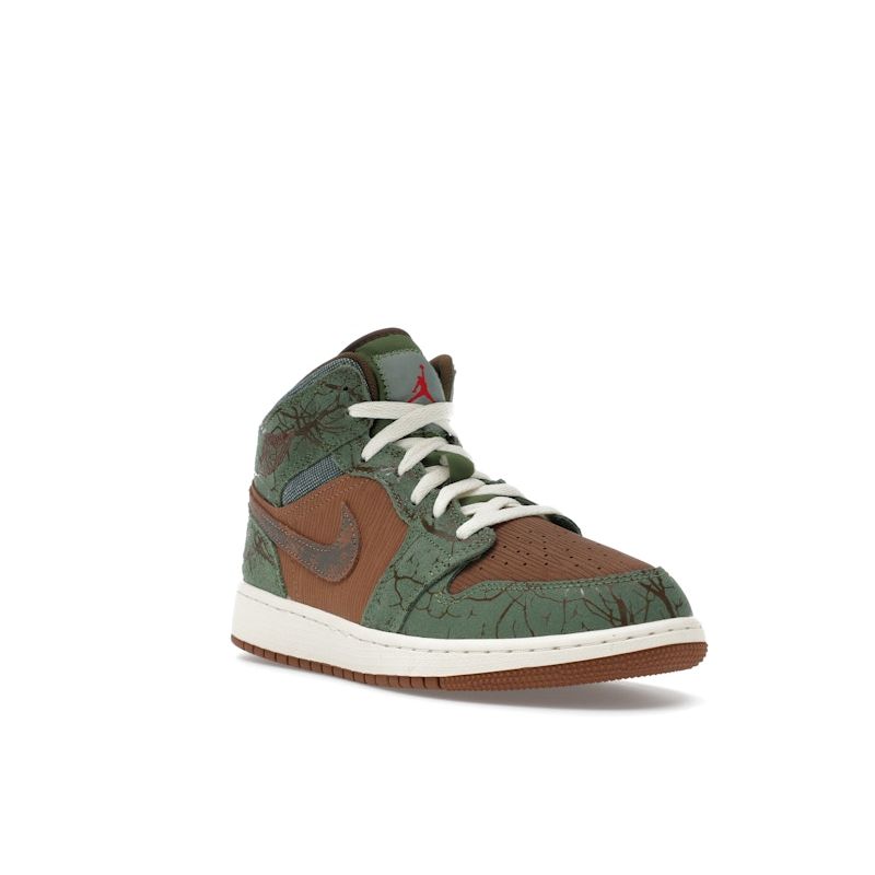 Air Jordan 1 Mid GS Treeline Kids Sneakers Brown Archaeo-Brown Coconut-Milk FQ8101-200