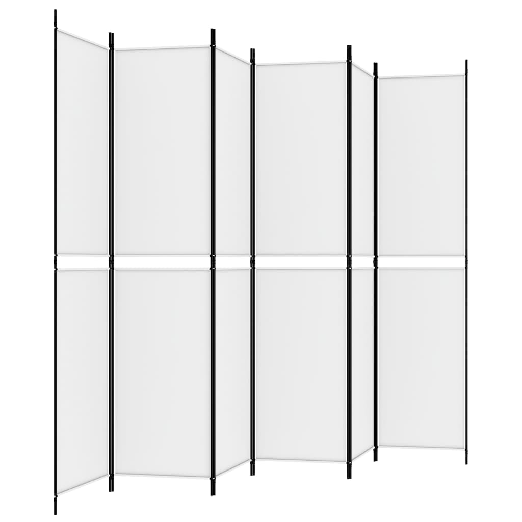 6-panelowy biały parawan składany 300 x 220 cm Tkanina