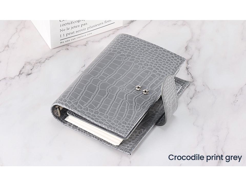 Portable Crocodile Pattern Leather Notebook with Card & Cash Slots