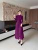 Velvet Plus Size Long Dress with Hollow Lace – Elegant, Slimming, and European-American Style