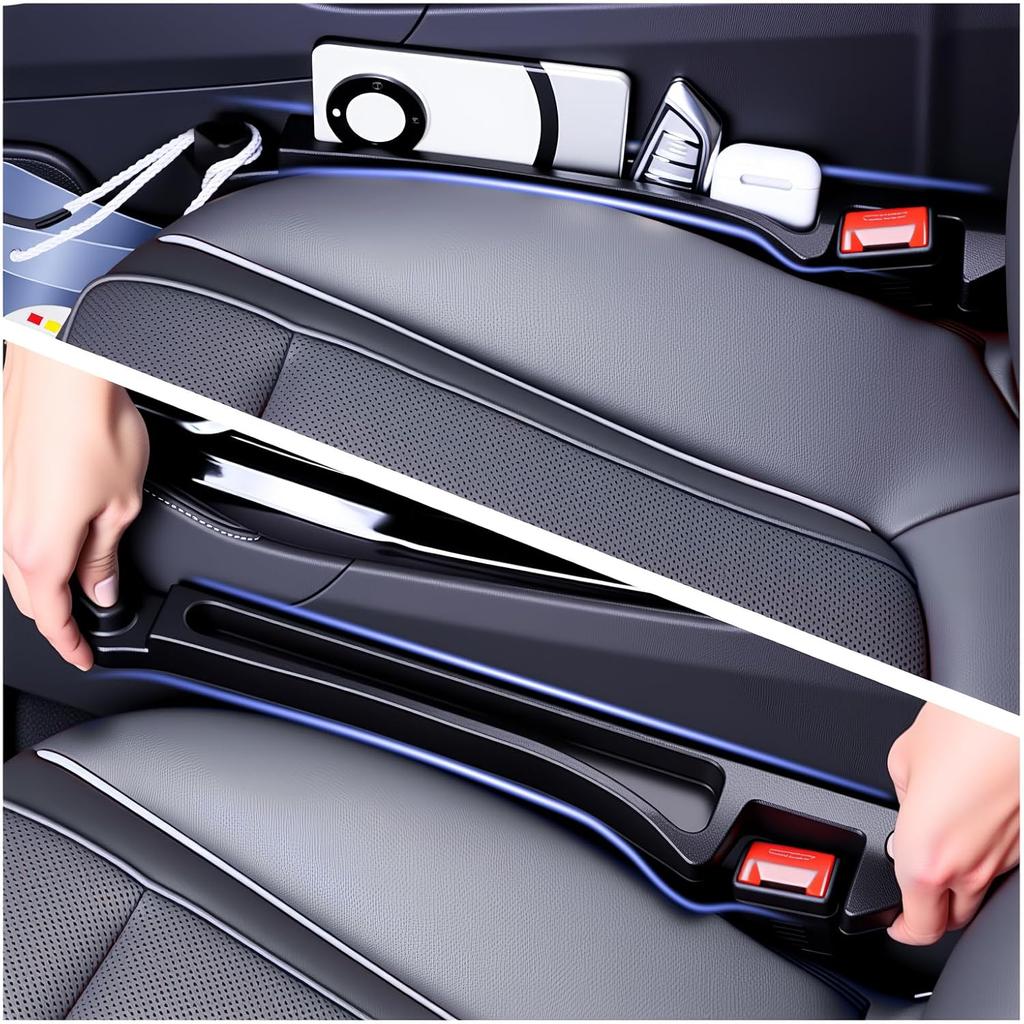 2PCS Car Seat Gap Filler Organizer And Carry Hook,Upgraded Multifunction Gap Filler For Car With Filling Gaps And Storing For Phones Keys,Universal