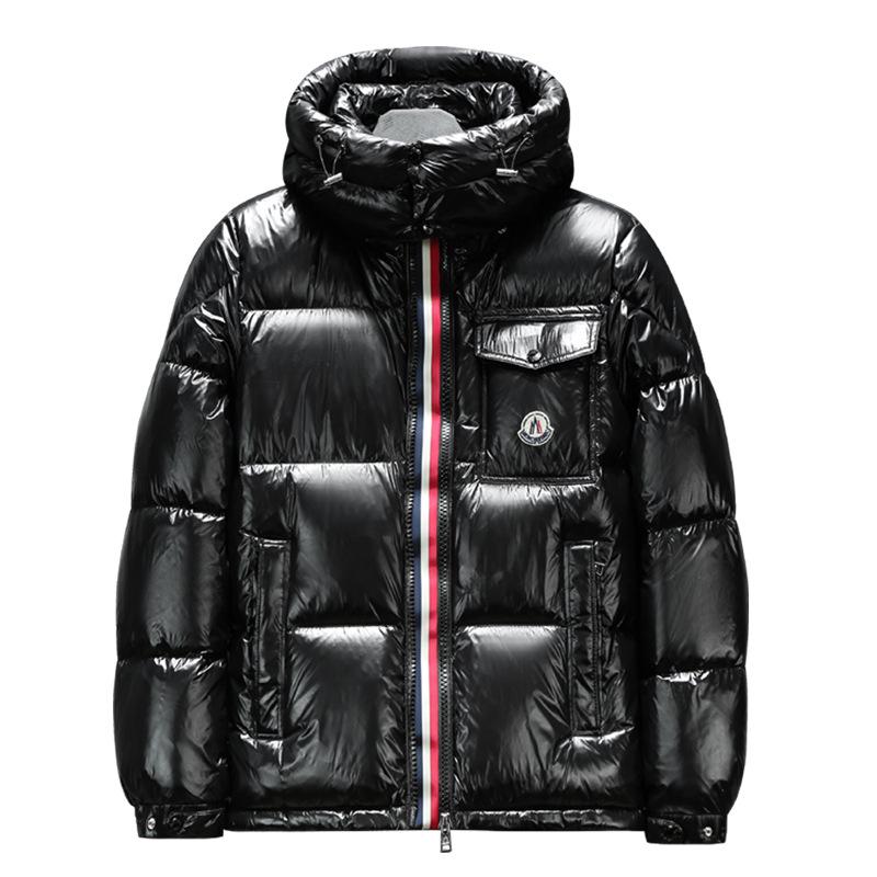 

Чоловічий зимовий чорний глянцевий пуховик з капюшоном 2025 року - Короткий, Потовщений, Водонепроникний, Морозостійкий, Вітрозахисний L