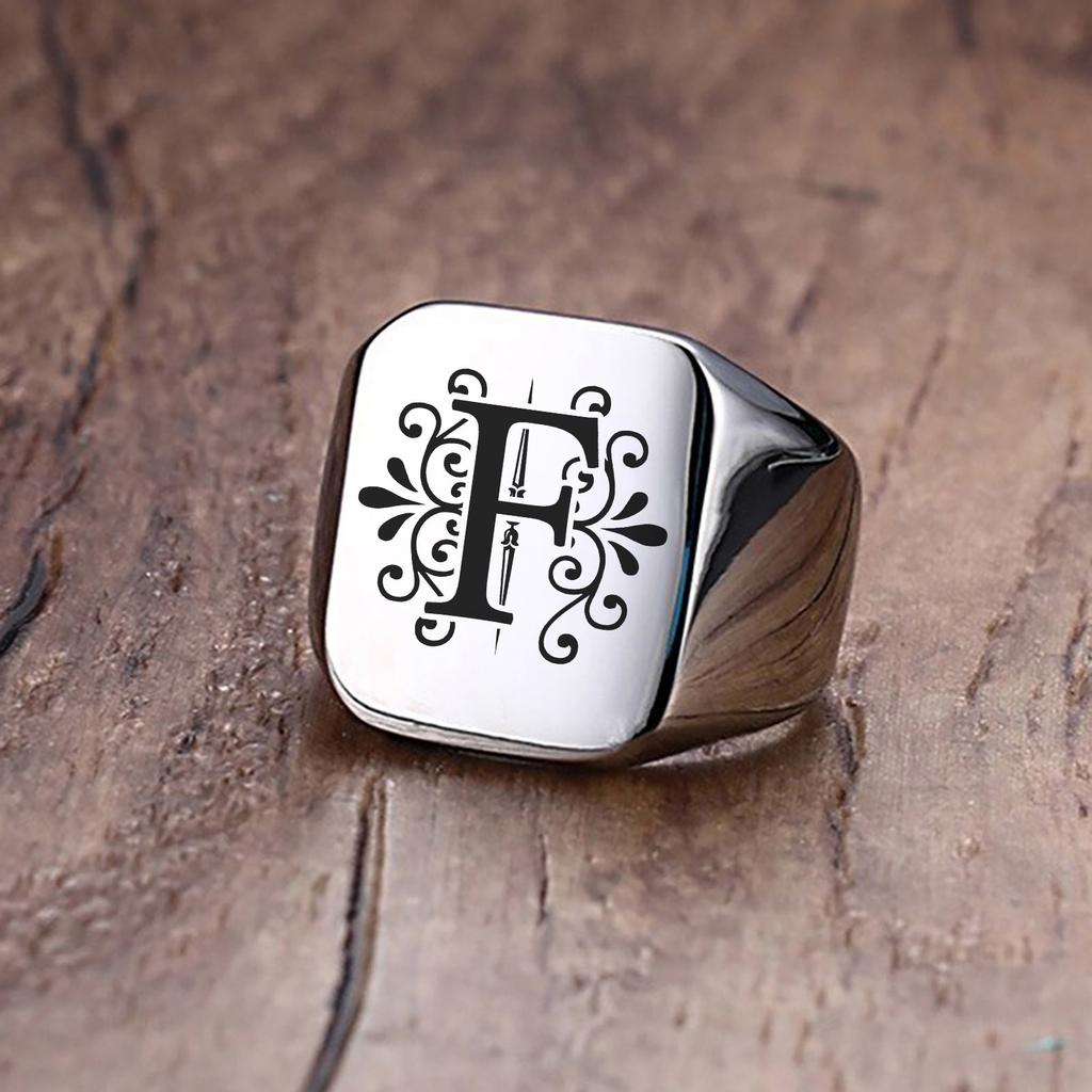 Herrenring, Sigent-Ringe, Alphabet-Ring aus Edelstahl für Herren, Vatertagsgeschenk