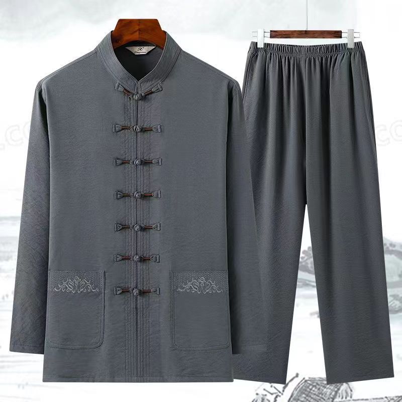 

Весняно-осінній чоловічий повсякденний однотонний костюм з довгими рукавами XS темно-сірий колір