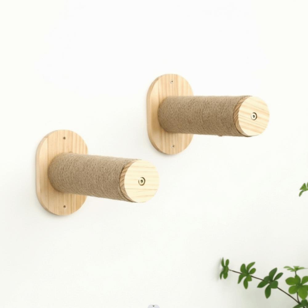 Wooden Cat Climbing Shelf Wear Resistant with Cushion Sisal Rope Cat Stairs Space Saving Pet Wall Steps Sleeping