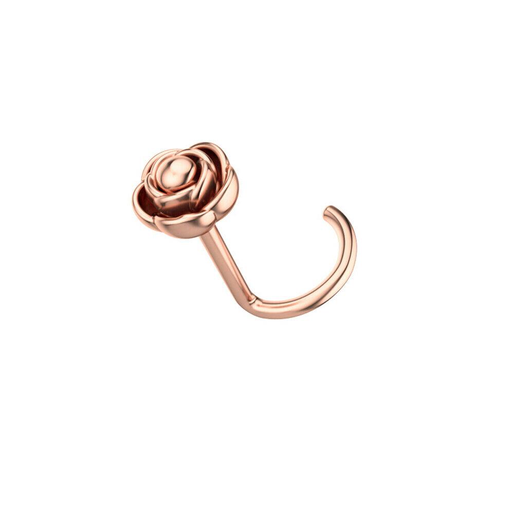 

1 шт., кольцо из нержавеющей стали с цветущей розой, 20 г, кольцо в носу, кость, стальной пирсинг, ювелирное изделие, подарок Style 3