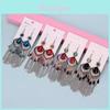 Vintage Geometric Alloy Drop Earrings With Embellished Gems For Womens Casual Wear