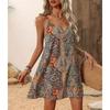 Women's Fashionable Bohemian Printed V-neck Sleeveless Dress