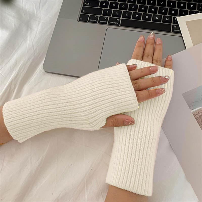 Kısa Parmaksız Eldiven Kadın Eldiven Kışlık Isıtıcı Örme Kol İnce Günlük Yumuşak Kız Gotik Giysileri Punk Gotik Eldivenler