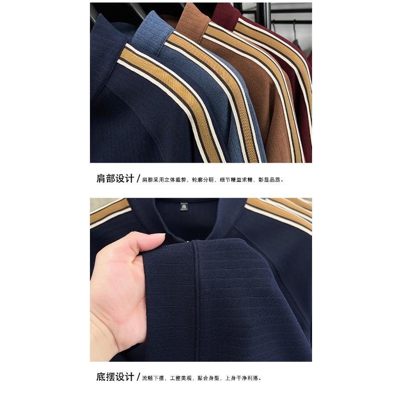 T-Shirt Kontrastierender Reißverschluss Langarm-Pullover Herren Freizeitmode Top