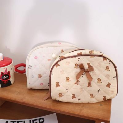 Handbag Portable Women's Cosmetic Bag Cute Bear Pattern Make Up Storage Bag Lightweight Zipper Travel Toiletry Bag Household