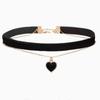 Heart Pendant Choker Clavicle Chain Necklace for Women Girls Aesthetic Gothic Multi Layer Black Peach Jewelry