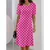 Summer Women Dress Casual Loose Short Sleeve O-Neck Print Mini Dress
