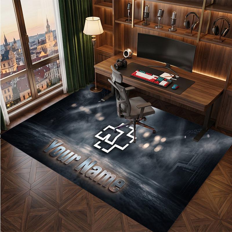 Rammstein Personalisierter Kristall-Samt-Teppich, Benutzerdefinierter Name Text Weicher Anti-Rutsch-Teppich für Wohnzimmer Schlafzimmer