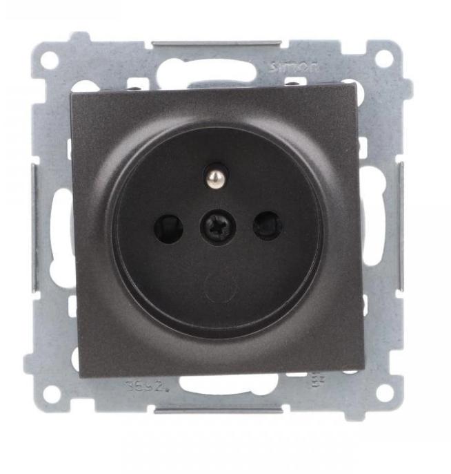 Simon 54 Single Socket Z/U 16A Ip20 With Track Shutter Anthracite Dgz1Z.01/48