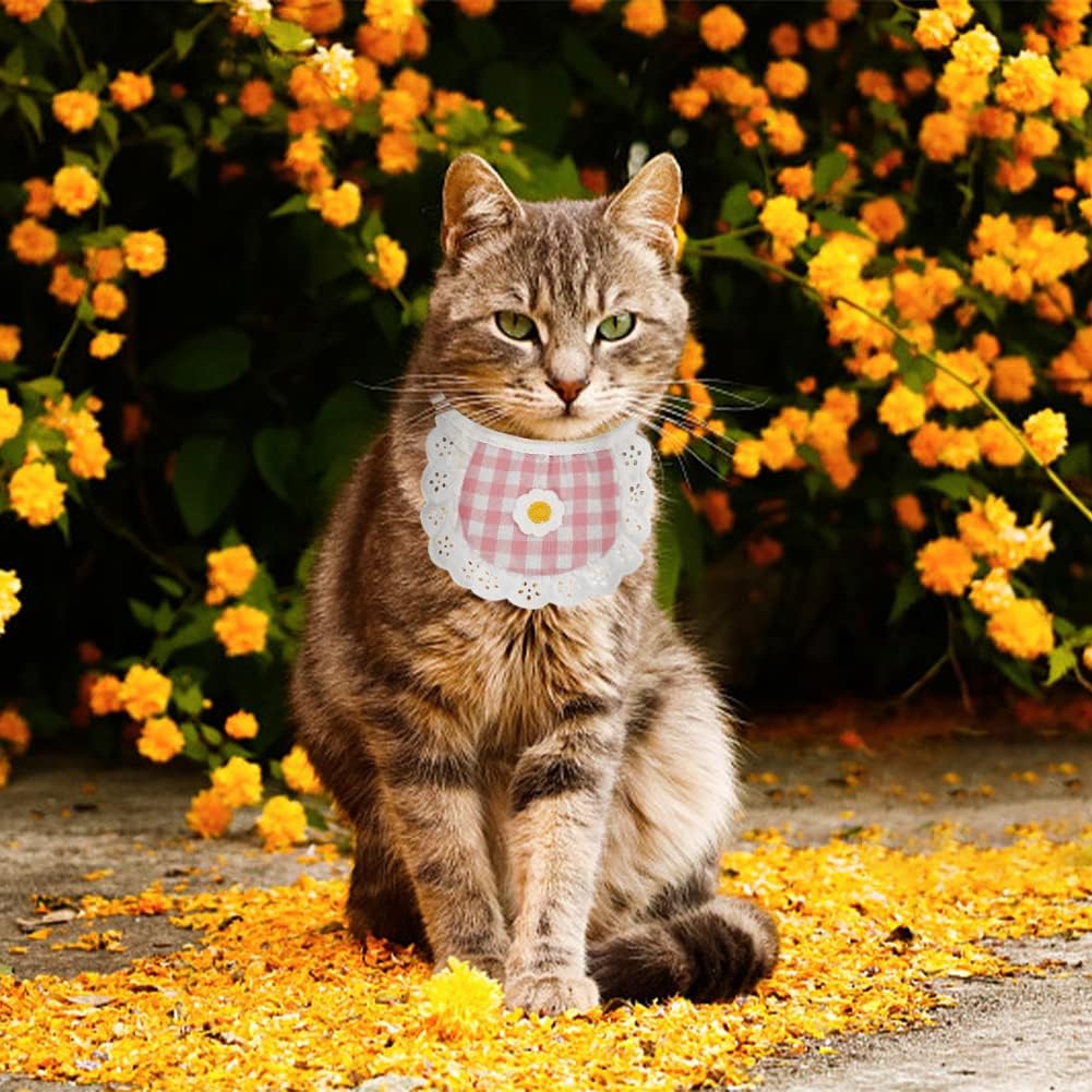WEBEEDY 4PCS Cute Dog Lace Bandana Puppy Cat Flower Scarfs Washable Daily Handkerchief Semicircle Scarf Bibs Saliva Towel for Small Medium LargeBoy