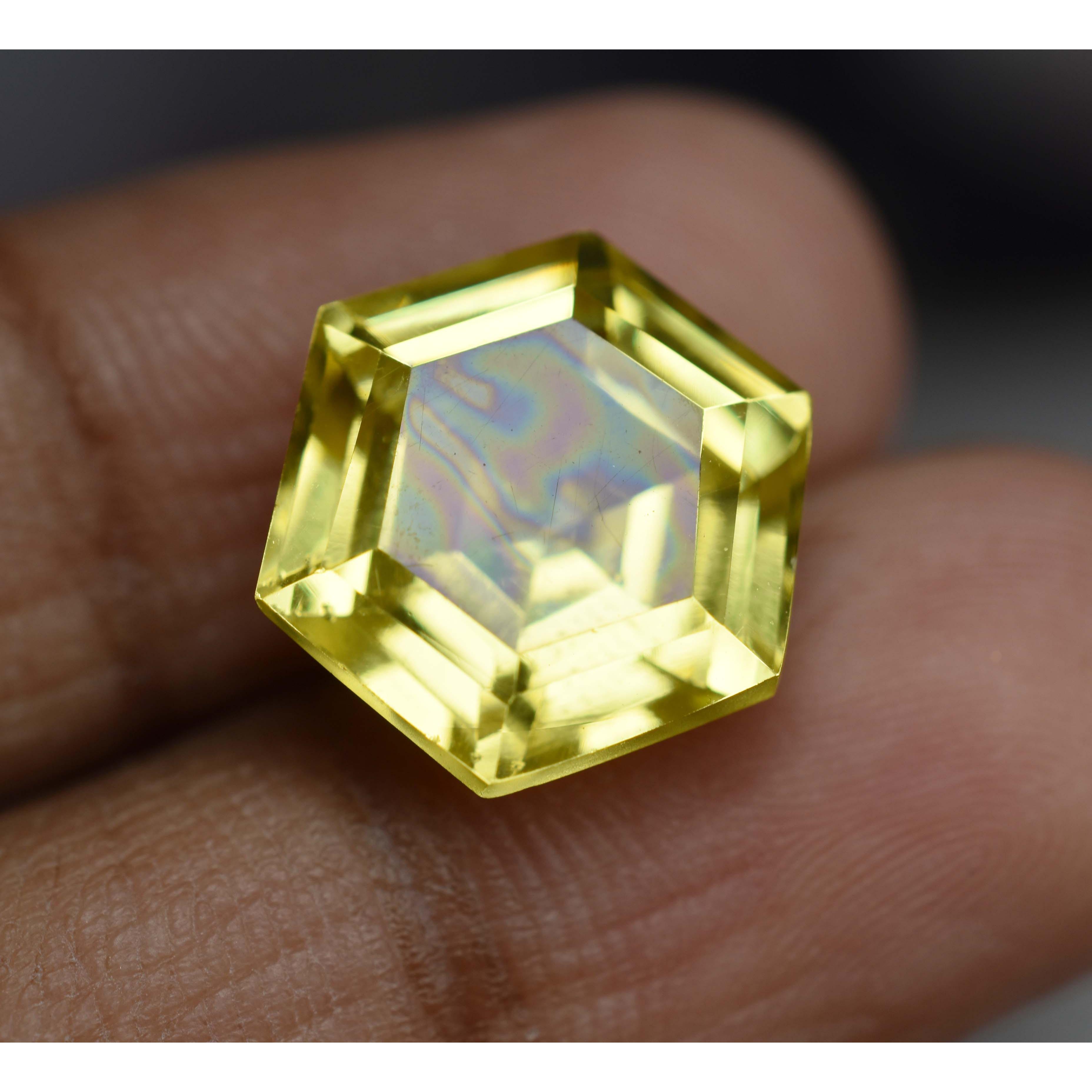 

Фантазійний Огранований Жовтий Сапфір 9.63 Карата Натуральний СЕРТИФІКОВАНИЙ Розмір Каблучки Вільний Дорогоцінний Камінь SPY-5 13.6 mm approx. жовтий