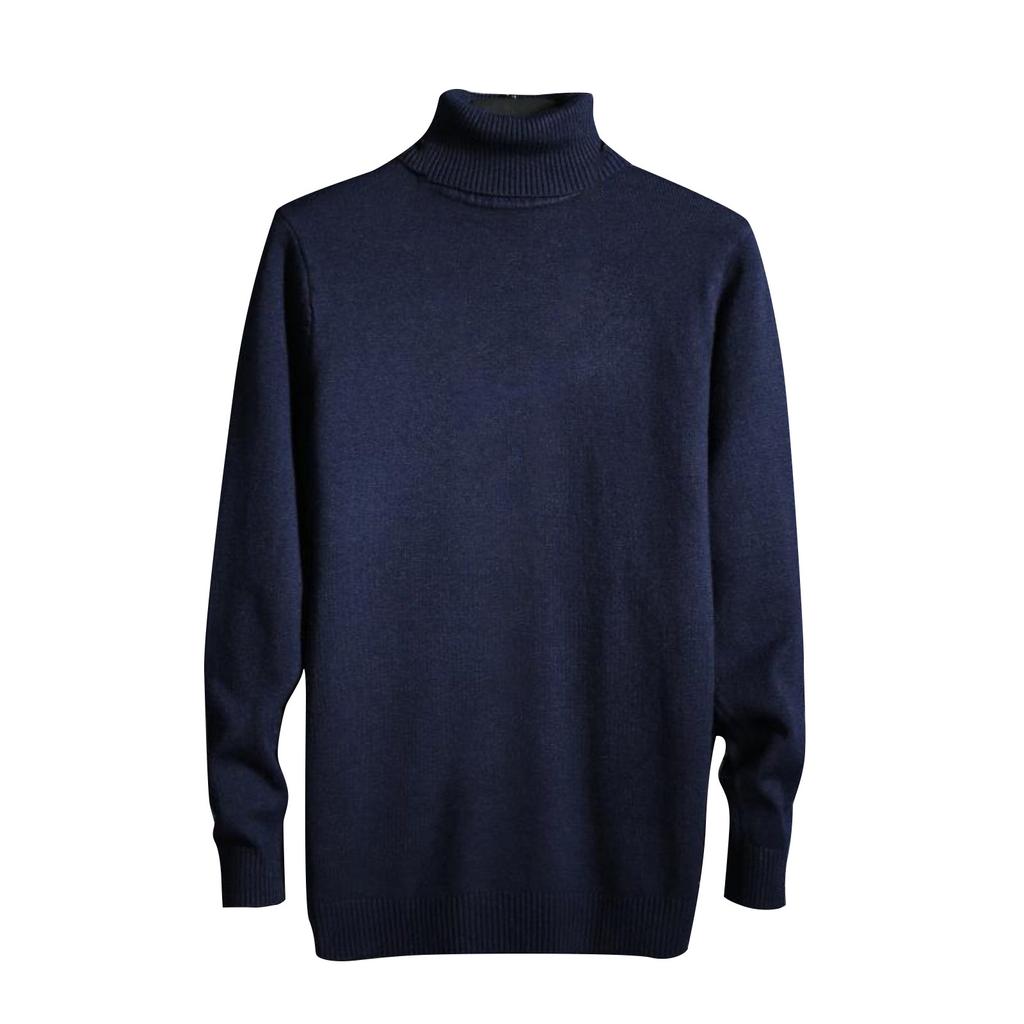 Men's High Collar Slim Sweater  Winter Casual Solid Color Knitted Sweater