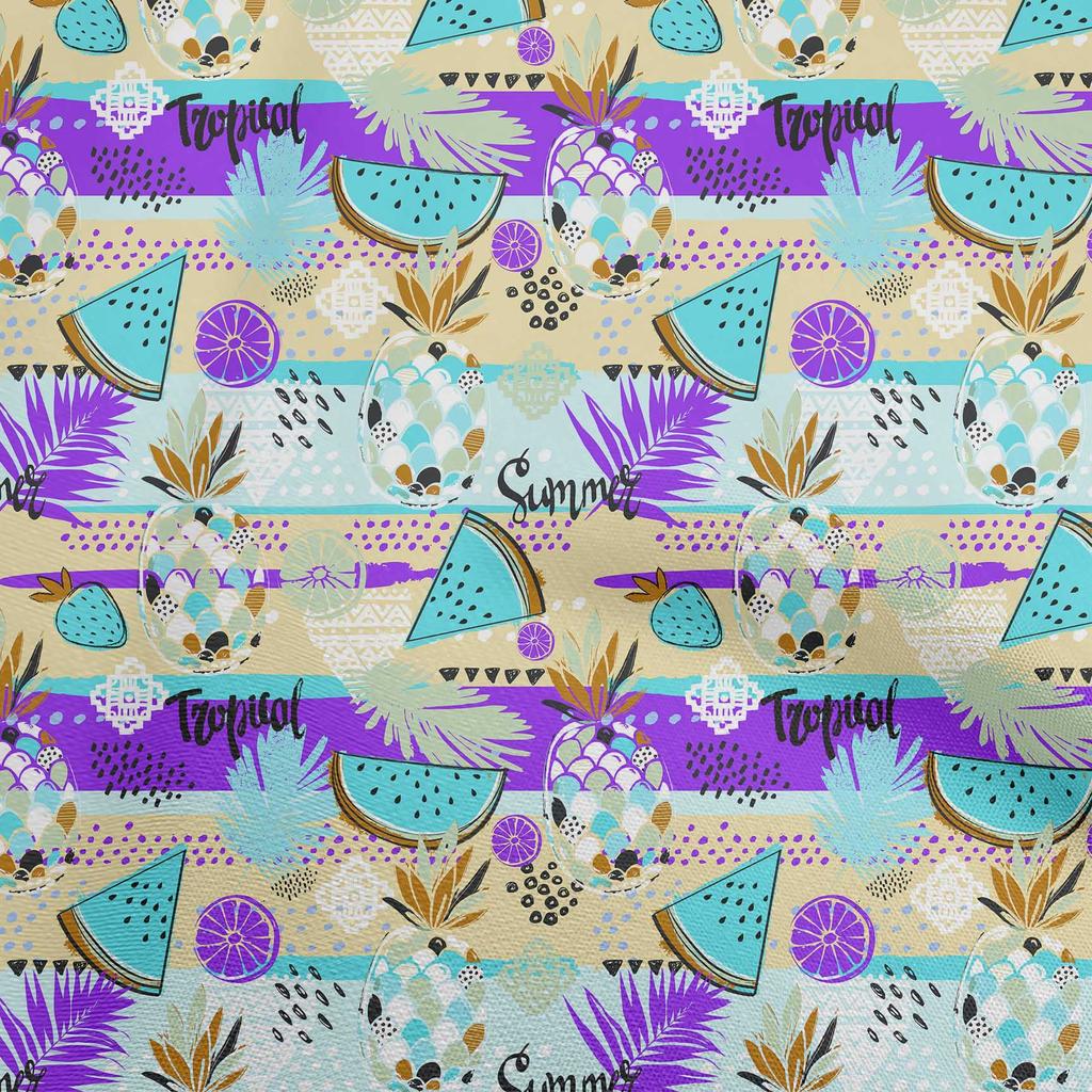 oneOone Cotton Flex Dusty Blue Fabric Tropical Sewing Material Print Fabric By The Yard 40 Inch