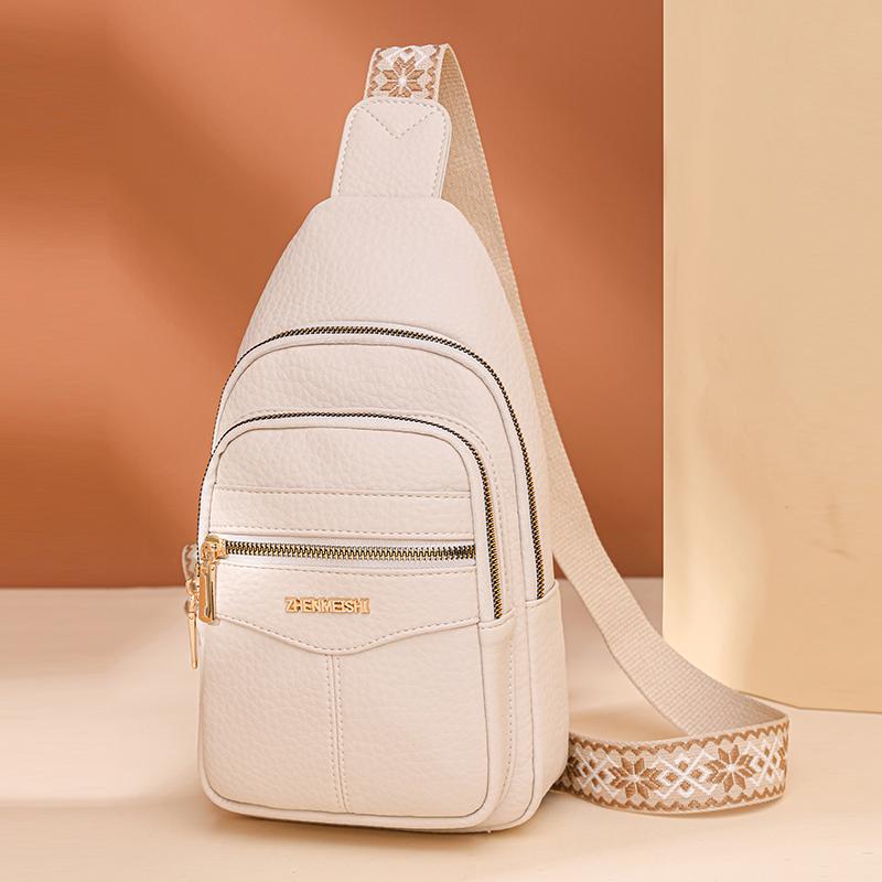 Měkká kožená náprsní taška Dámská crossbody taška Barevná taška přes rameno Sportovní taška přes rameno Dámská náprsní taška