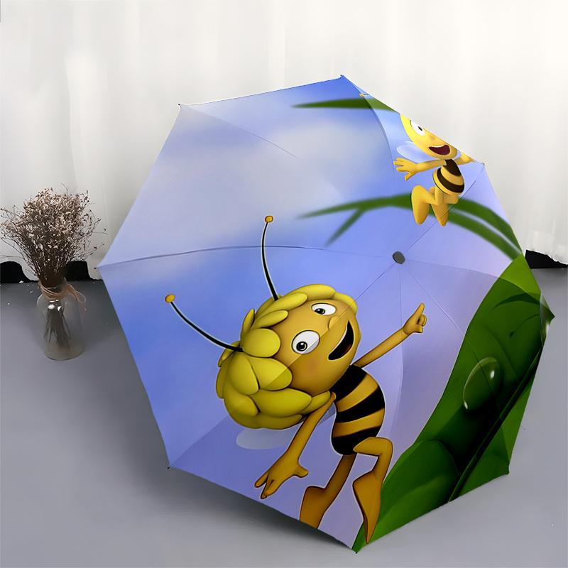 Bienenglück:Automatischer Auf- und Zu-Regenschirm mit 3-fach-Faltung, Eisenrahmen für den Außenbereich, Perfektes Geschenk für Fans und Reisende!0104083a