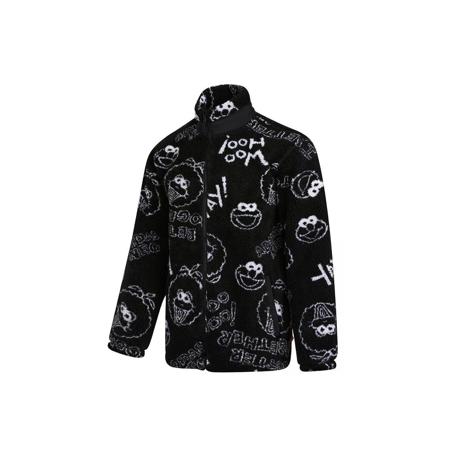 adidas neo x SESAME STREET Crossover Limited Full Print Polar Fleece Long Sleeves Jacket Black Unisex HD7299 M