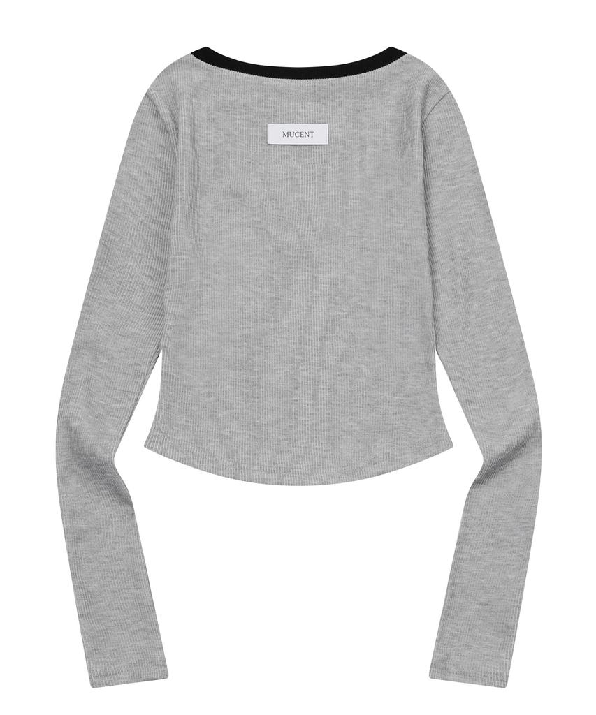 Mucent Binding Track Line V-Neck Ribbed Tee (3 Colors)