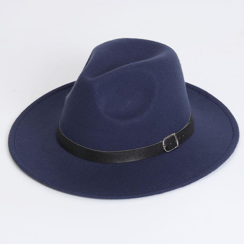 Einfarbiger Filz-Fedora-Hut Britischer Retro-Stil Unisex Flacher Rand Gentleman Flache Krone