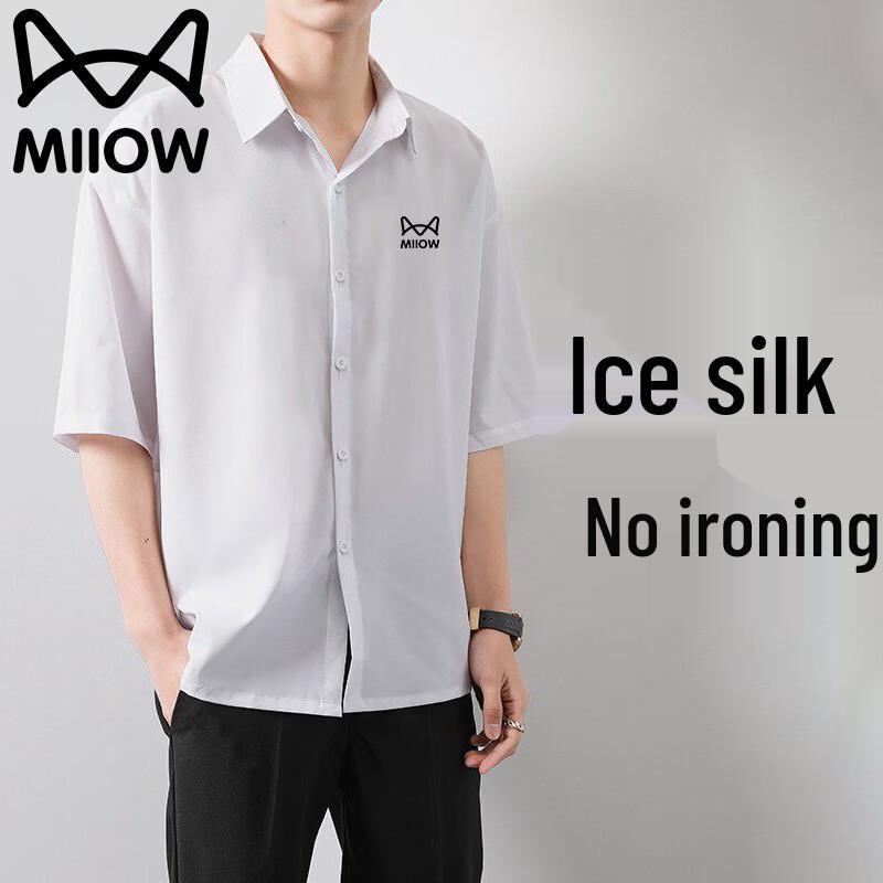 MiiOW Men s Short Sleeve Lapel Shirt S