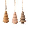 Set of 3 Christmas Tree Hanging Decoration, Natural Wood Pendant with Hanging Rope for Entryways, Rooms, Parties, and Seasonal Display