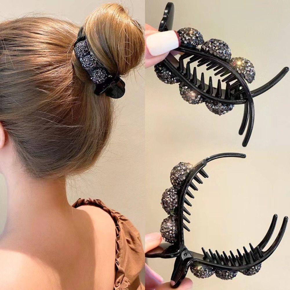 French Style Hair Claws Champagne/Black Headwear Sweet Lace Bow Hair Clips  for Women Girls
