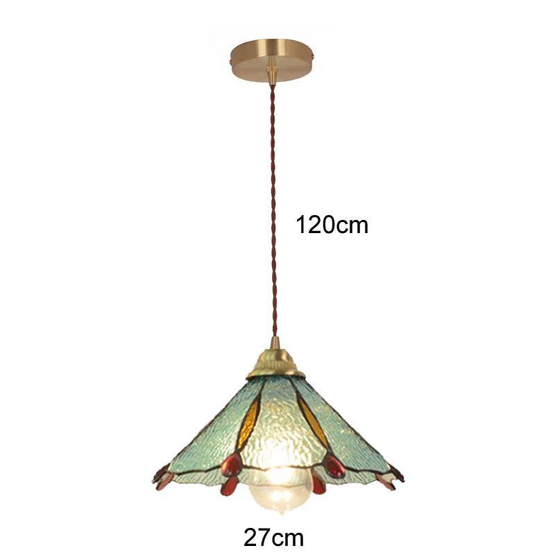 Home Garden LED Pendant Light Fixture Wood Copper Glass Lampshade Vintage Edison Bulb Hanging Lamp Restaurant Ceiling Chandelier