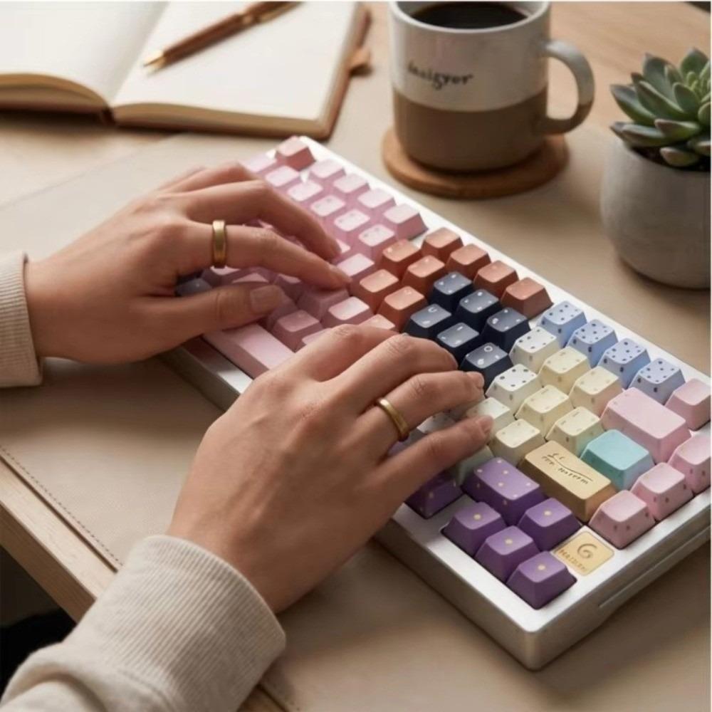 5 Pcs Novelty Design Polka Dot Keycaps Handmade Craft Switch Tester Keychain Keyboard DIY
