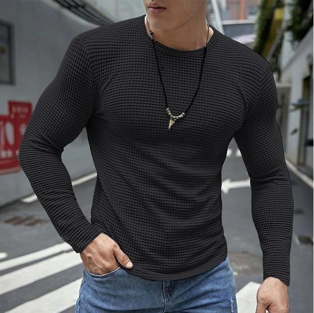 Men S Long Sleeve Round Neck Casual Basic T Shirt