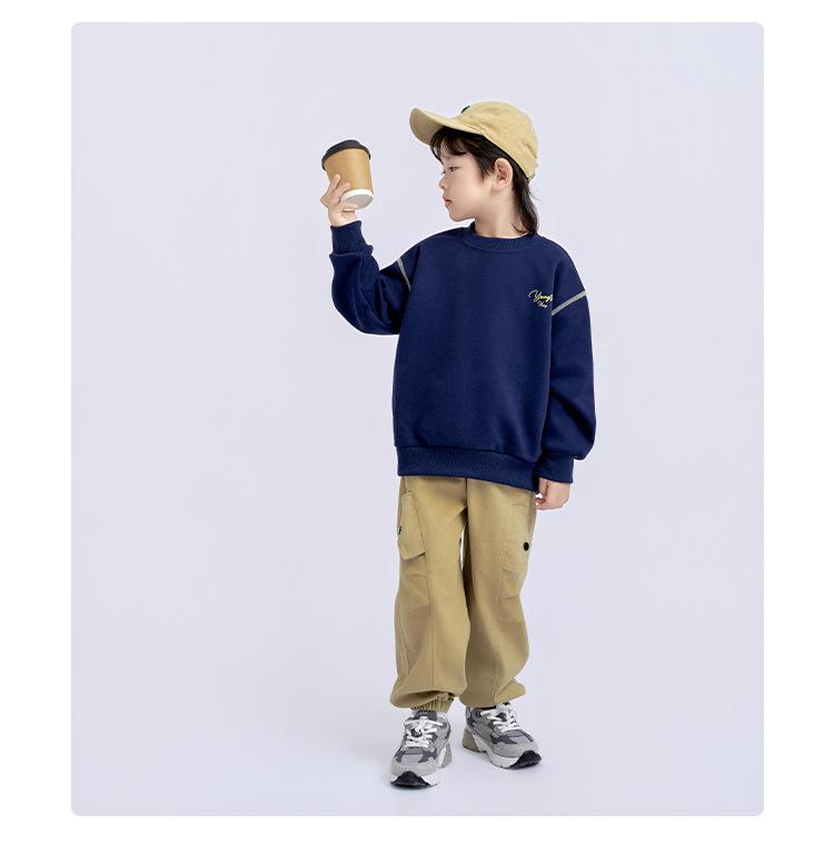 2025 Spring & Autumn Kids' Korean Fashion Sweatshirt: Boys' Long-Sleeve, Round Neck Pullover for Big Kids