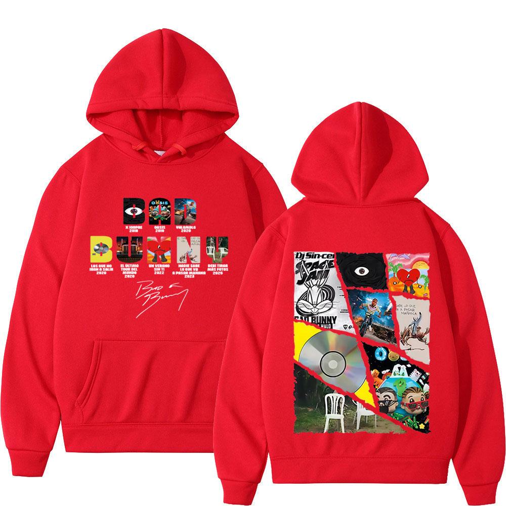 Rapper Bad Bunny Obal hudobného albumu Grafická mikina s kapucňou Hip-hop Muž Žena Pohodlná mikina Voľná Ležérna Unisex Mikiny